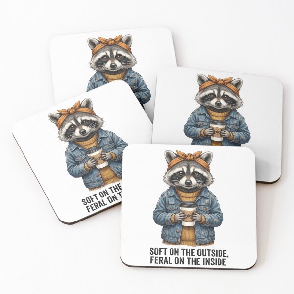 Item preview, Soft On The Outside, Feral On The Inside Raccoon Introvert Coffee Lover designed and sold by SofenArt.