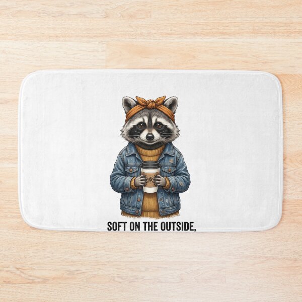 Item preview, Soft On The Outside, Feral On The Inside Raccoon Introvert Coffee Lover designed and sold by SofenArt.
