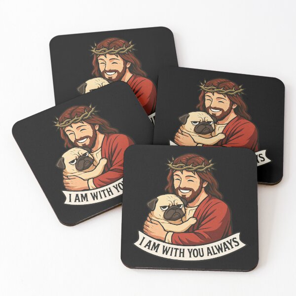 Item preview, Matthew 28:20 I am with you always Jesus Hugging Grumpy Pug designed and sold by plushism.
