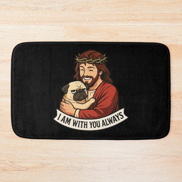 Item preview, Matthew 28:20 I am with you always Jesus Hugging Grumpy Pug designed and sold by plushism.