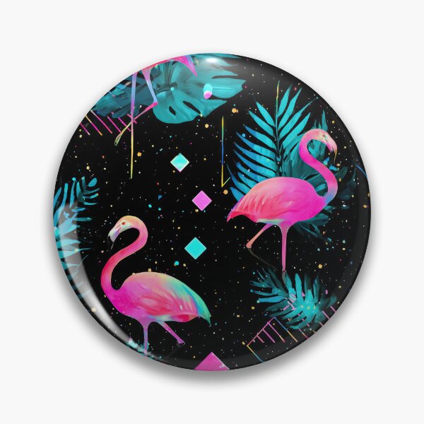 Item preview, Retro 80s and 90s aesthetic - Miami Neon Flamingo Pattern designed and sold by AeonAcademy.