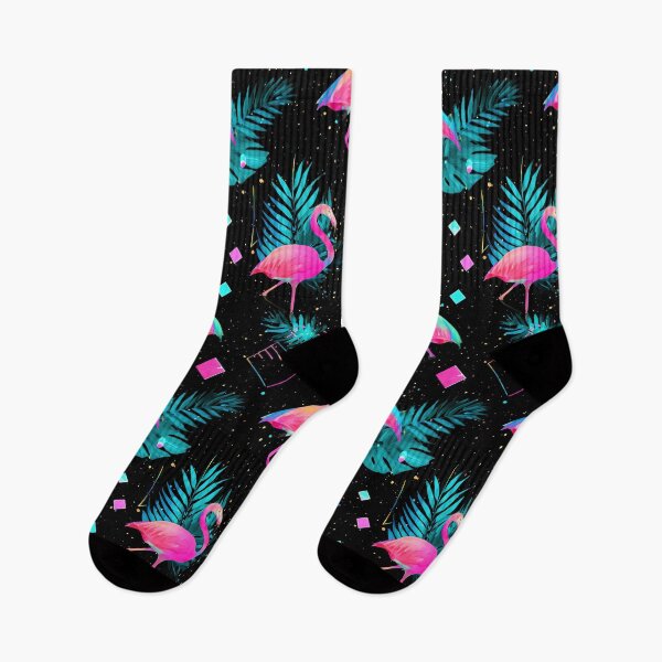 Item preview, Retro 80s and 90s aesthetic - Miami Neon Flamingo Pattern designed and sold by AeonAcademy.