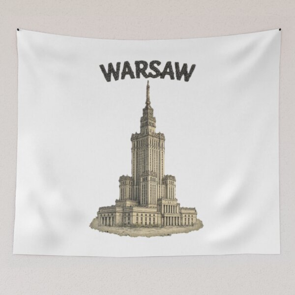 Item preview, Vintage Warsaw – Palace of Culture Retro Illustration designed and sold by JOANNASKAH.