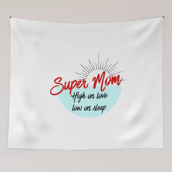 Item preview, Super Mom High On Love Low On Sleep Aesthetic Quote designed and sold by Atlasoloji.