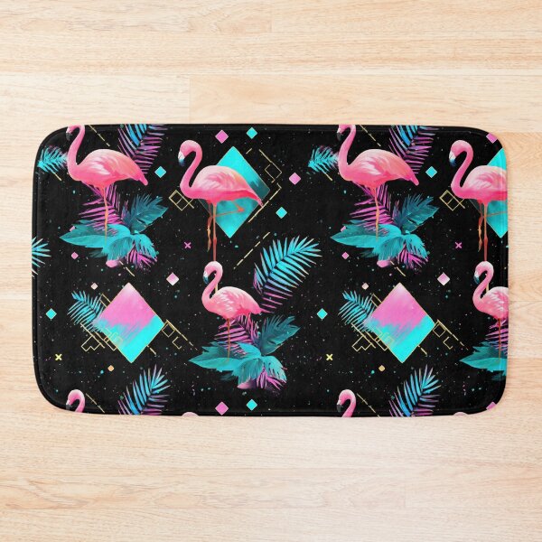 Item preview, Retro 80s and 90s aesthetic - Miami Neon Flamingo Pattern designed and sold by AeonAcademy.