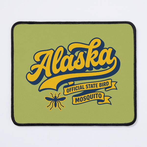 Item preview, Funny Alaska State Bird Mosquito Retro 70s Vintage Script Souvenir designed and sold by Cozy-Old-Pub.