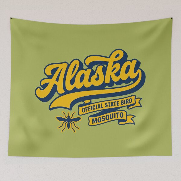 Item preview, Funny Alaska State Bird Mosquito Retro 70s Vintage Script Souvenir designed and sold by Cozy-Old-Pub.