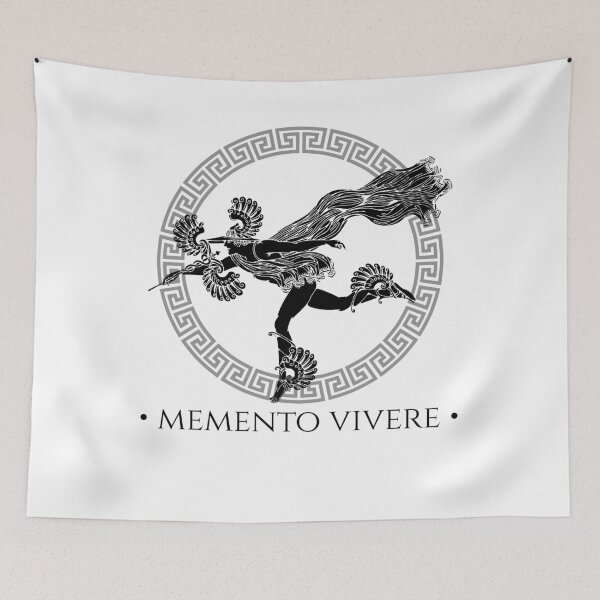 Item preview, Memento Vivere Latin Quote Mythical Figure designed and sold by Rehnair.
