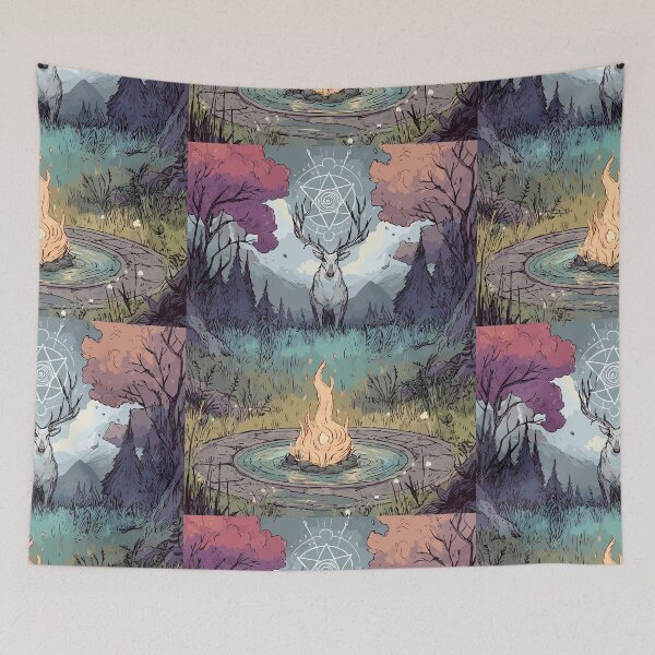 Item preview, White Stag Ritual Fire - Wiccan Art designed and sold by bapupa.