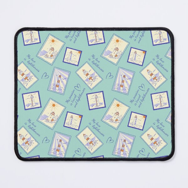 Item preview, My Passion Is Travel and Lighthouses – Vintage Postage Stamp Pattern designed and sold by Deepness2023.