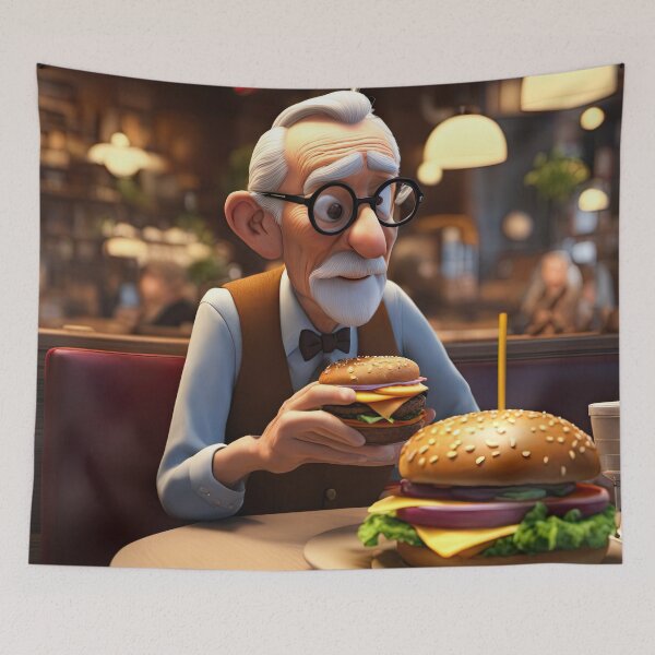Item preview, Old Man taking time out for a Burger designed and sold by Colin Bentham.