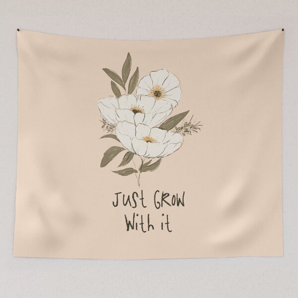 Item preview, Whimsical Botanical Affirmation Art 1A – “Just Grow With It” (Portrait) designed and sold by Claire_Brown.