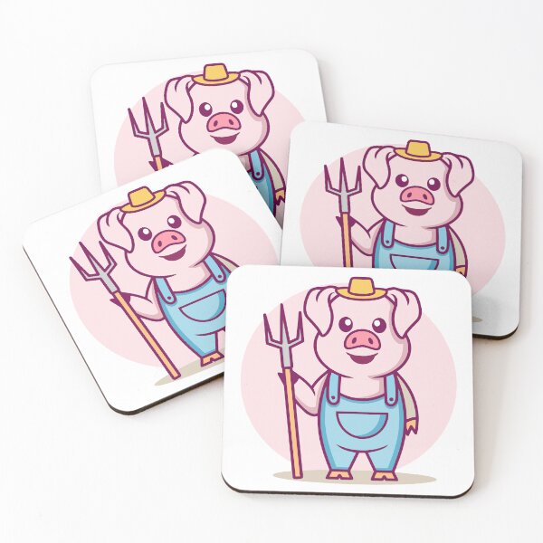 Item preview, Cute Farmer Pig with Pitchfork designed and sold by mstkaru.