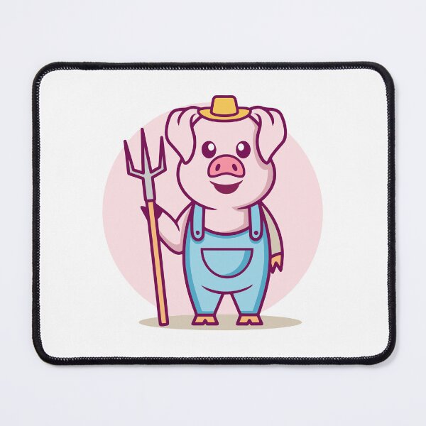Item preview, Cute Farmer Pig with Pitchfork designed and sold by mstkaru.