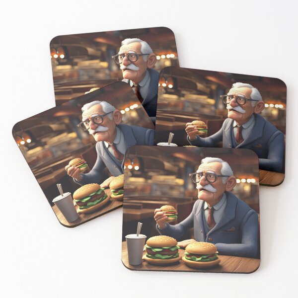 Artikelvorschau, Ein alter Mann gönnt sich eine Auszeit für einen Burger entworfen und verkauft von Colin Bentham.