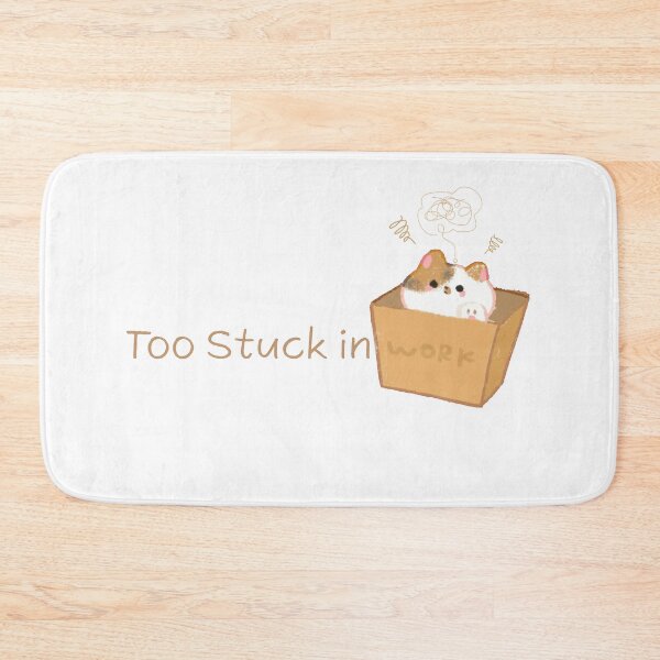 Item preview, Too Stuck in Work - Kawaii Calico Cat in Box Art designed and sold by Rehnair.