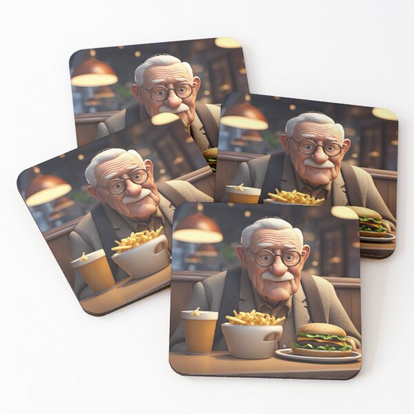 Artikelvorschau, Ein alter Mann gönnt sich eine Auszeit für einen Burger entworfen und verkauft von Colin Bentham.