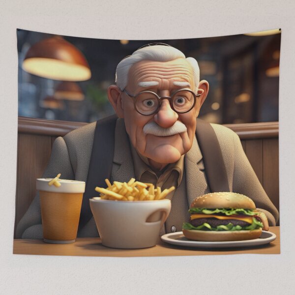 Item preview, Old Man taking time out for a Burger designed and sold by Colin Bentham.