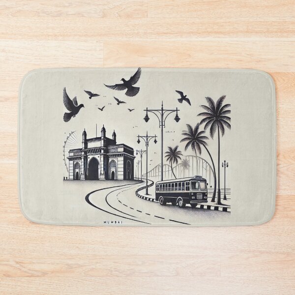 Item preview, Mumbai Minimal Line Art  | Gateway of India Street Bus Aesthetic City designed and sold by Globalcitytees.