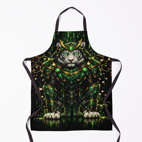 Item preview, Samurai Tiger Emerald Guardian — Cyberpunk Japanese Warrior Art designed and sold by AlgorithmiaArt.