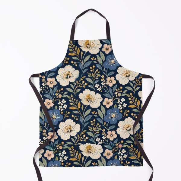 Item preview, Elegant Dark Floral Pattern – Navy Blue Botanical Seamless Flower Design designed and sold by Creativeeworld777.