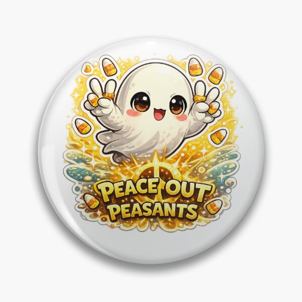 Item preview, PEACE OUT PEASANTS Cute Ghost Peace Sign Halloween Sticker designed and sold by SparkVault.