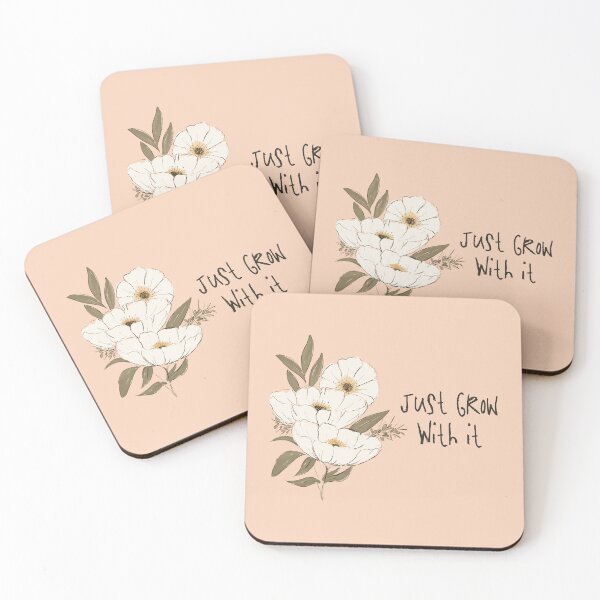 Item preview, Whimsical Botanical Affirmation Art 1B – “Just Grow With It” (Square) designed and sold by Claire_Brown.