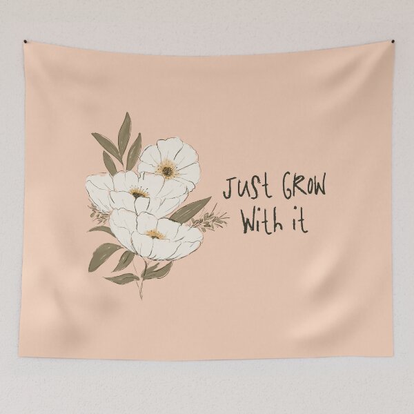 Item preview, Whimsical Botanical Affirmation Art 1B – “Just Grow With It” (Square) designed and sold by Claire_Brown.