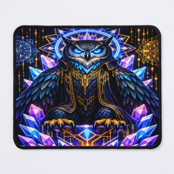 Item preview, Digital Sibyl Neon Oracle Owl — Cyberpunk Art Nouveau designed and sold by AlgorithmiaArt.