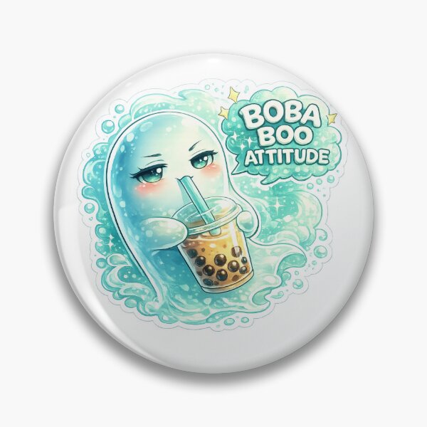 Item preview, BOBA BOO ATTITUDE – Kawaii Ghost Sipping Boba Sticker Design designed and sold by SparkVault.