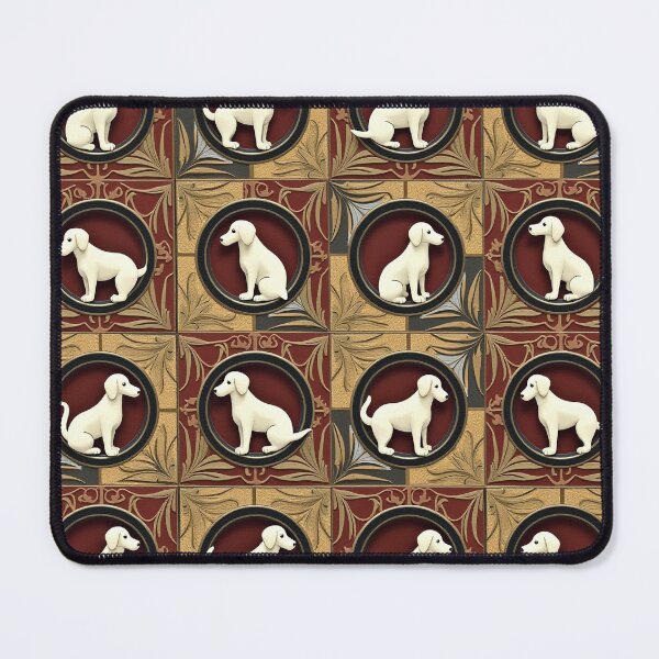 Item preview, Ivory Dogs on Maroon Tapestry: Vintage Noble Style designed and sold by mittie101.