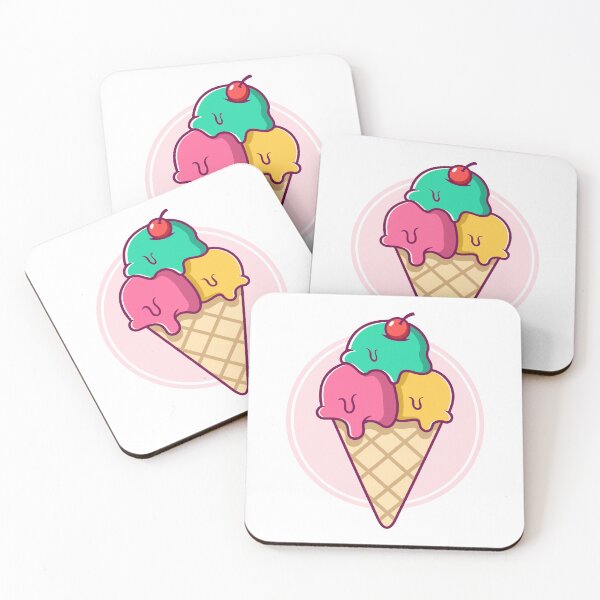 Item preview, Colorful Three Scoops Ice Cream Cone with Cherry designed and sold by mstkaru.