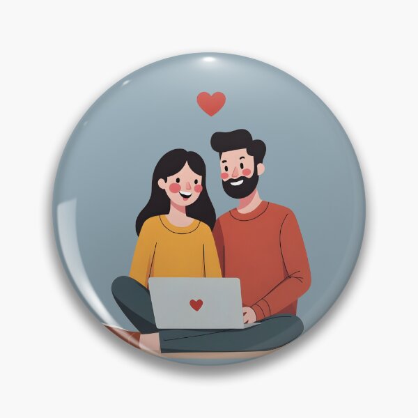 Item preview, Happy Couple with Laptop Together Design designed and sold by PalmixArt.