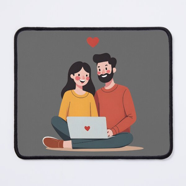 Item preview, Happy Couple with Laptop Together Design designed and sold by PalmixArt.