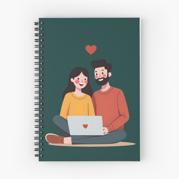 Item preview, Happy Couple with Laptop Together Design designed and sold by PalmixArt.