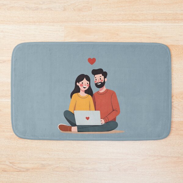 Item preview, Happy Couple with Laptop Together Design designed and sold by PalmixArt.