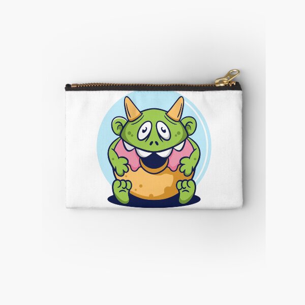 Item preview, Cute Green Monster Eating Pink Donut designed and sold by mstkaru.