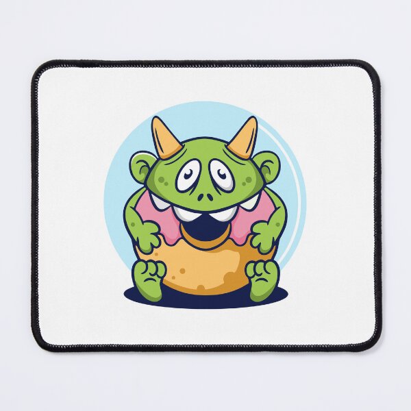 Item preview, Cute Green Monster Eating Pink Donut designed and sold by mstkaru.