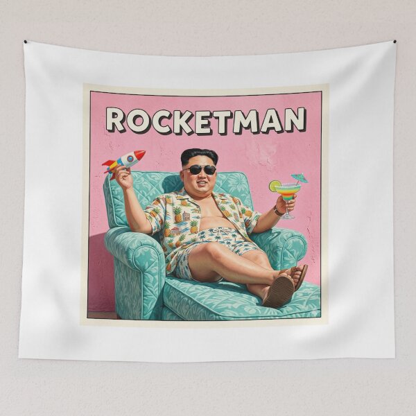 Item preview, Rocketman, North Korea, Kim, dark humor, funnyfits70, Humor, Funny, retro, vintages, funny quotes, animal humor, designed and sold by FunnyFits70.