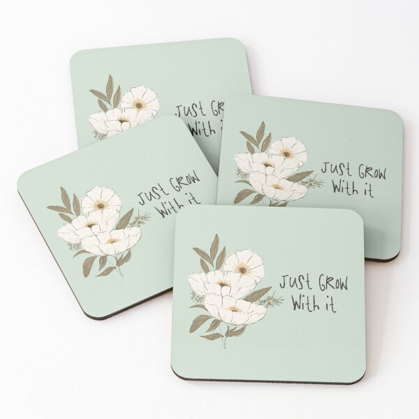 Item preview, Whimsical Botanical Affirmation Art 1D – “Just Grow With It” (Square) designed and sold by Claire_Brown.