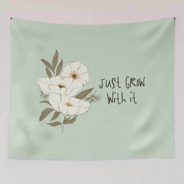 Item preview, Whimsical Botanical Affirmation Art 1D – “Just Grow With It” (Square) designed and sold by Claire_Brown.