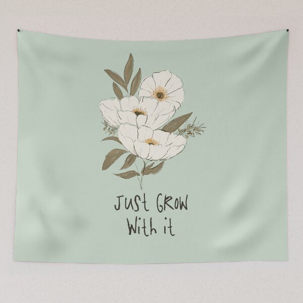 Item preview, Whimsical Botanical Affirmation Art 1D – “Just Grow With It” (Portrait) designed and sold by Claire_Brown.