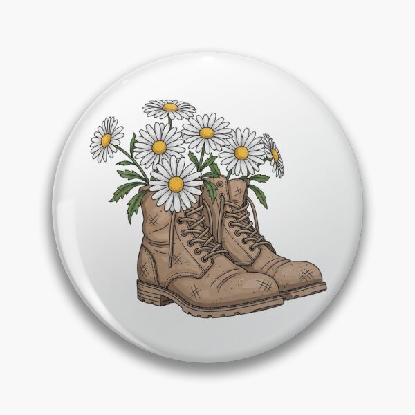 Item preview, Wildflower Wanderlust: Daisy Combat Boots Art designed and sold by TheDenimArt.