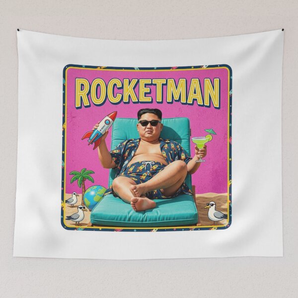 Item preview, Rocketman, North Korea, Kim, dark humor, funnyfits70, Humor, Funny, retro, vintages, funny quotes, animal humor, designed and sold by FunnyFits70.