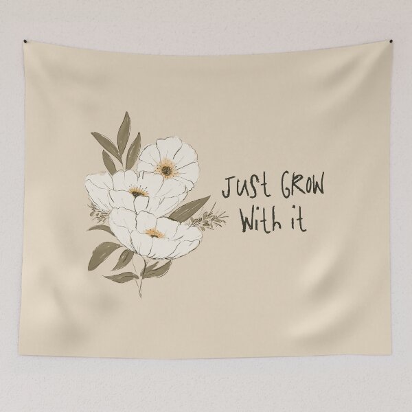 Item preview, Whimsical Botanical Affirmation Art 1E – “Just Grow With It” (Square) designed and sold by Claire_Brown.