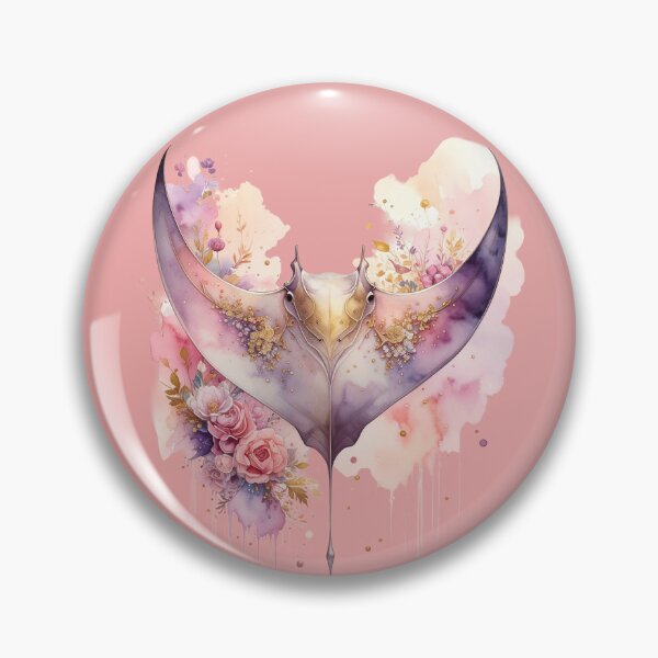 Item preview, Romantic floral watercolor manta ray botanical roses ocean art luxury print designed and sold by icemanphotos.