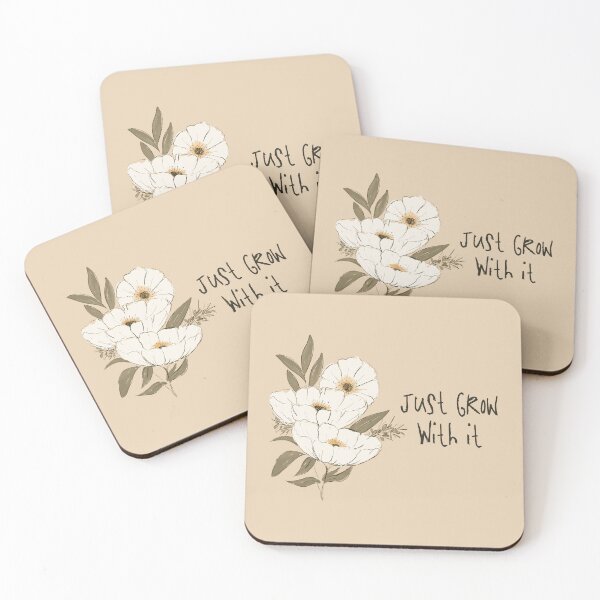 Item preview, Whimsical Botanical Affirmation Art 1F – “Just Grow With It” (Square) designed and sold by Claire_Brown.