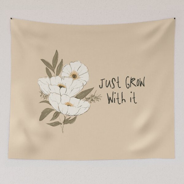 Item preview, Whimsical Botanical Affirmation Art 1F – “Just Grow With It” (Square) designed and sold by Claire_Brown.