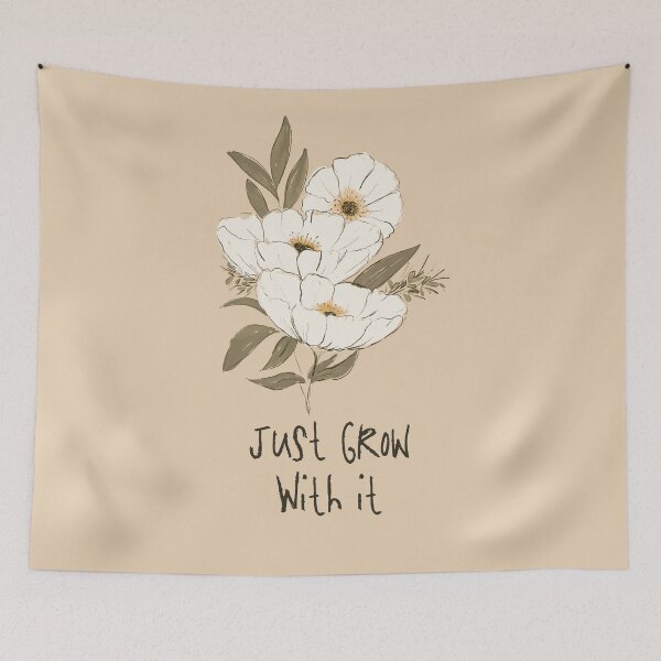 Item preview, Whimsical Botanical Affirmation Art 1F – “Just Grow With It” (Portrait) designed and sold by Claire_Brown.