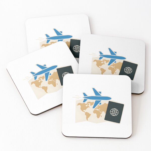 Item preview, Travel Adventure Airplane with Passport and World Map Illustration designed and sold by PalmixArt.